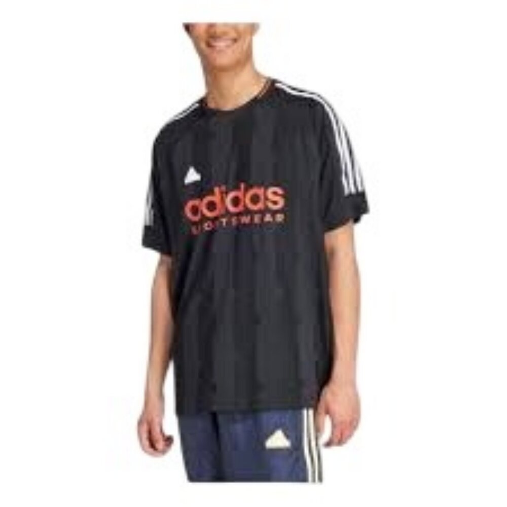 Adidas Men's Tiro Jacquard Jersey T-Shirt SS Crew Black Size L NEW WITH TAGS!